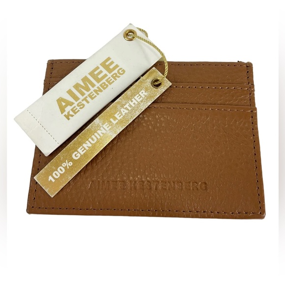 NWT! Aimee Kestenberg Credit Card Wallet Brown Genuine Leather London Slim - Picture 1 of 7